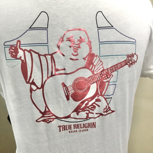 NWT True Religion white POP Buddha slim V neck tee - Picture 3 of 10
